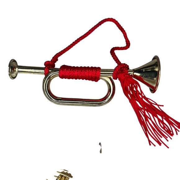 Vintage Set of 10 Metal Gold Toned Musical Instrument Christmas Ornaments - Picture 6 of 15